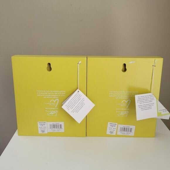 Art Box Signs Primitives By Kathy Set Of 2 Green Abstract Box Signs #0376 - Picture 7 of 8